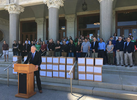 Supporters of House Bill 7097 Join Tesla and State Legislators on Steps of State Capitol
